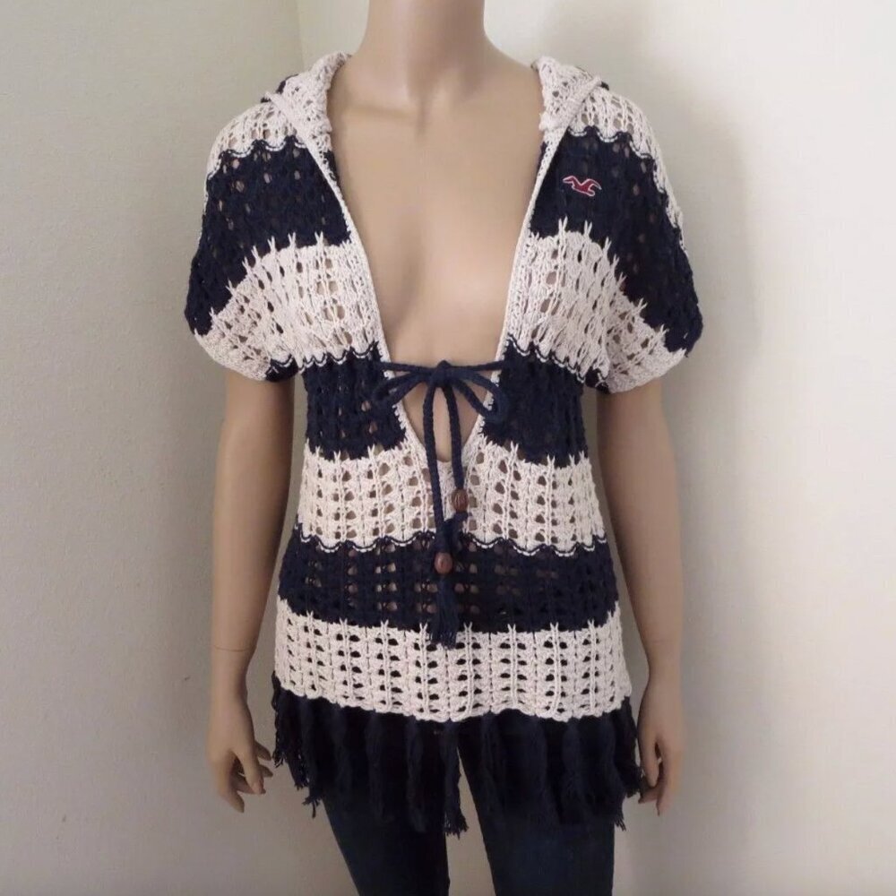 NWT Hollister Womens Knit Striped Sweater Size Small Swim Cover-up Top Shirt